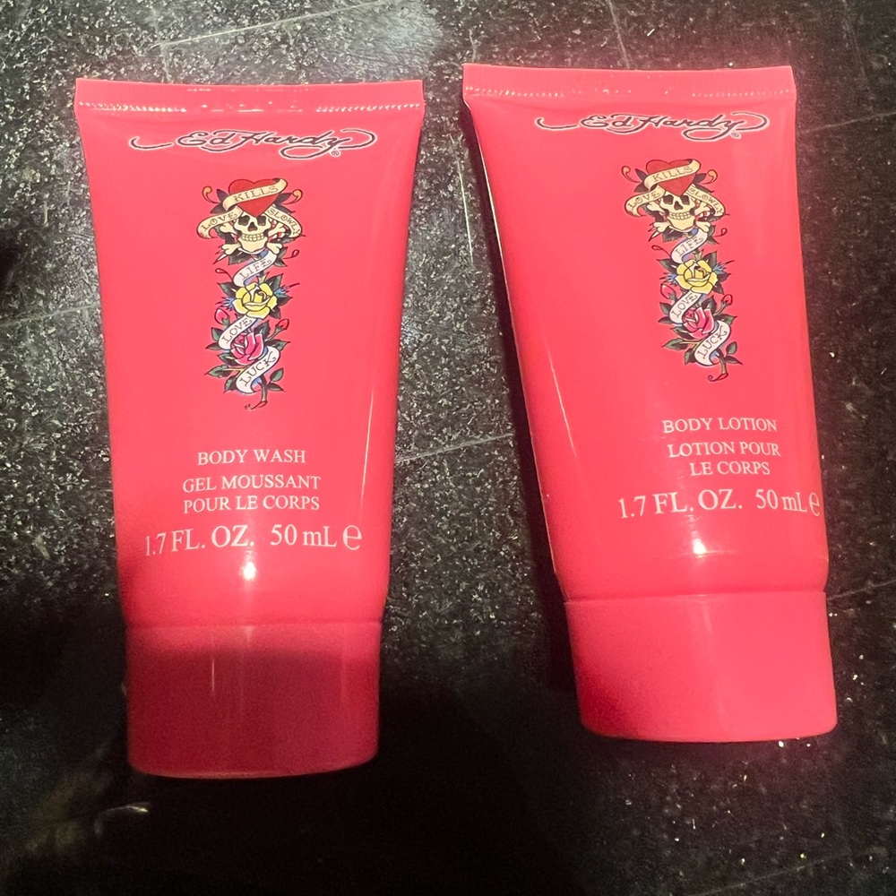 Ed Hardy Set Of 2 Body Wash And Lotion Travel Size